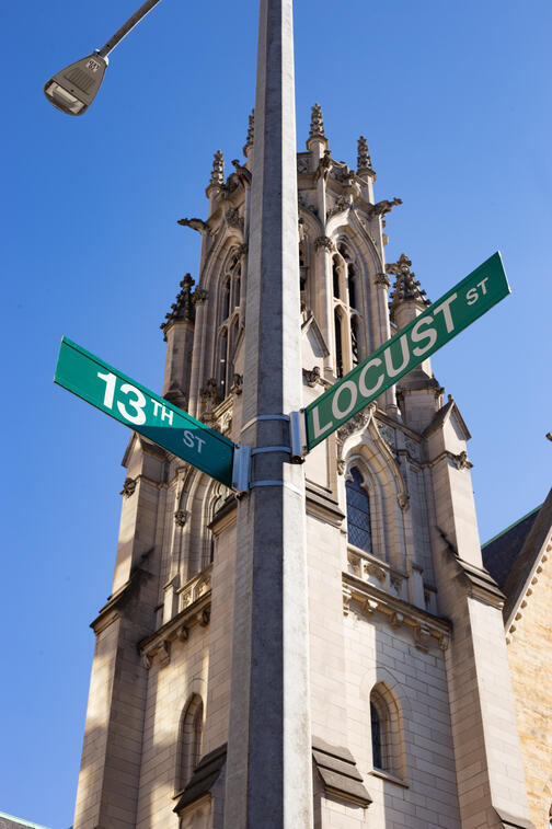 Artsy shot of a street corner in downtown St. Louis